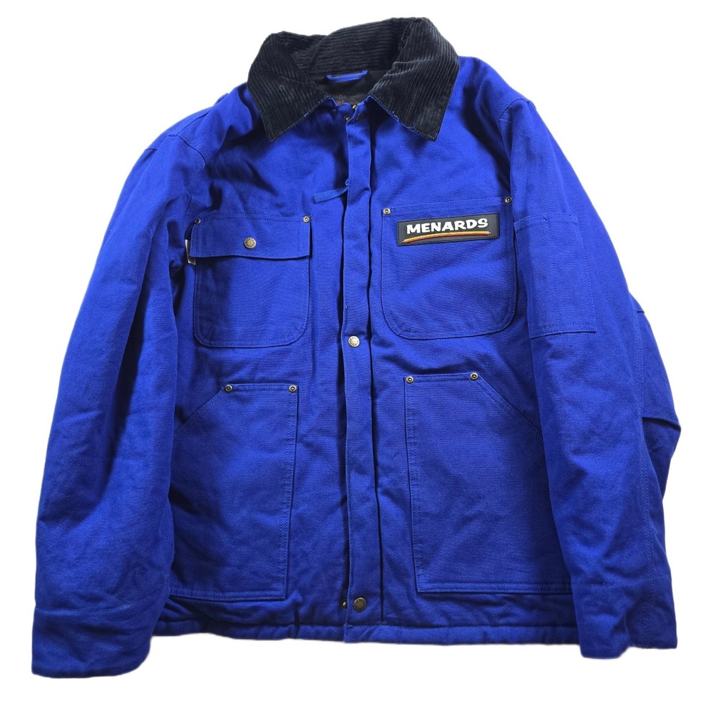 Menards Old Mill Canvas Work Jacket Men Small Blue Cotton Corduroy Collar Winter